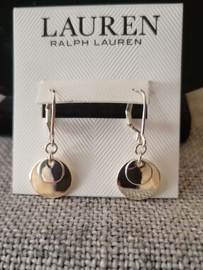 Lauren Ralph Lauren Silver Double Disc Drop Earrings